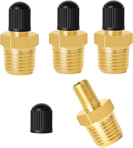 Miniatura 1 de MUIBIYA Tank Valve, Anti-Corrosion Brass Schrader Valve with 14" Male NPT,Using with Air Compressor Tanks(Pack of 4)