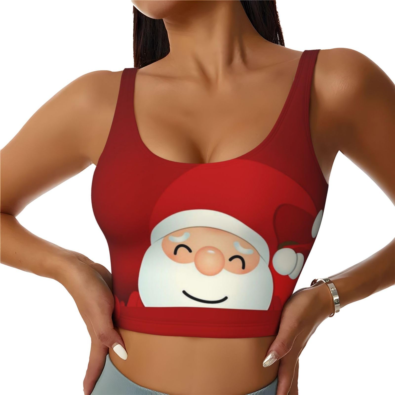 Kwqdozf Women's Cute Santa Claus Sports Vest Â“ Lightweight Workout Tank Top For Active Lifestyle - Breathable Gym Apparel, Running Gear, Quick-Dry Activewear, Yoga Tank