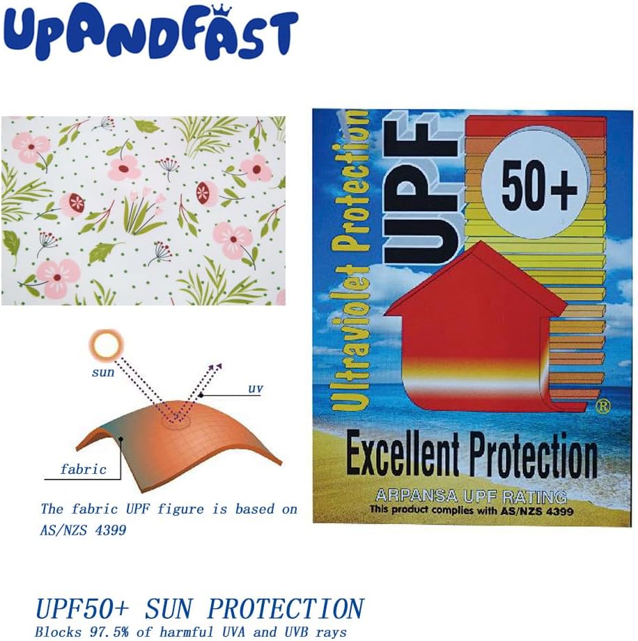 upandfast Baby/Toddler Girls Sunsuit Swimsuit with Snap Bottom UPF 50+ Infant One Piece Rashguard Swimwear - Image 5