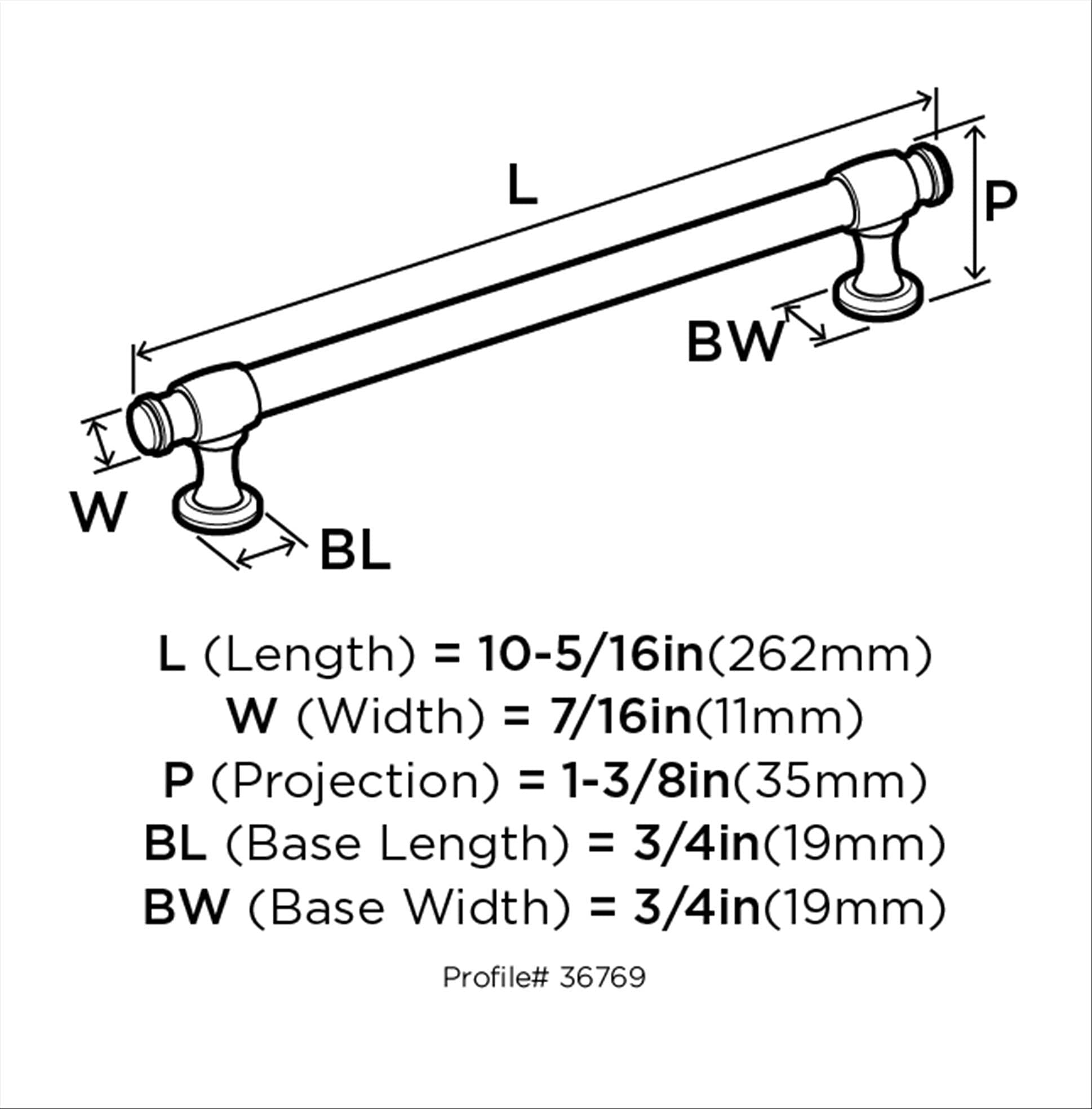 Amerock, Satin Nickel, 8-13/16 inch (224mm) Center-to-Center - Image 3