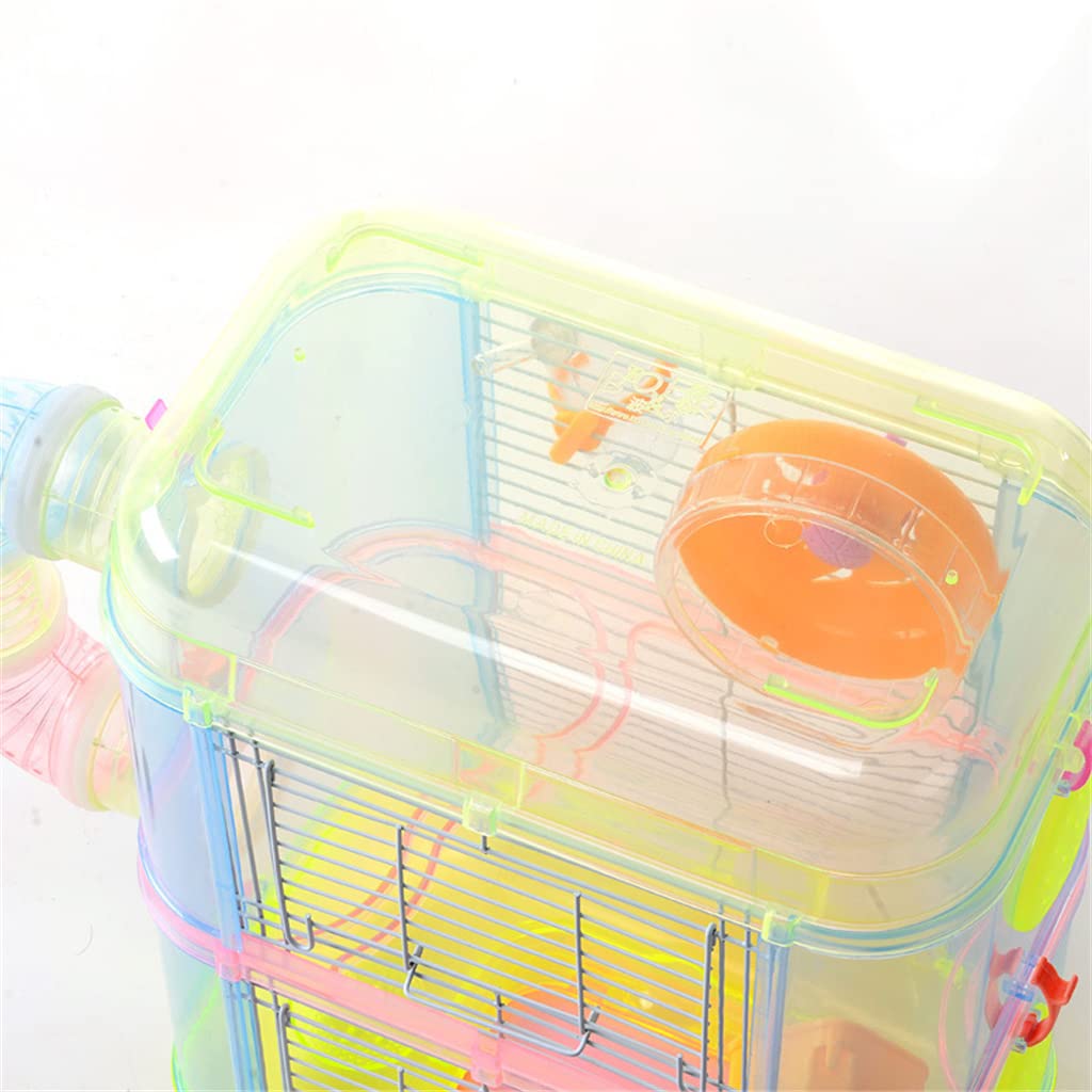 Jaula hámster Jaula transparente de cristal para hámster multicapa, pequeña mascota de lujo, casa de hámster de una sola capa, doble capa, fuera de la jaula de tuberías Hábitat animales pequeños