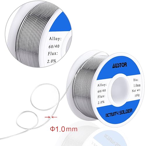 Miniatura 30 de AUSTOR Alambre de soldadura de núcleo de colofonia de plomo de estaño 60-40 para soldadura eléctrica (3.53 oz, 0.031 in)