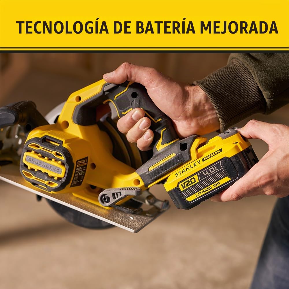 Sierra Circular BRUSHLESS V20 Li-Ion 18V Ø190mm, freno eléctrónico,