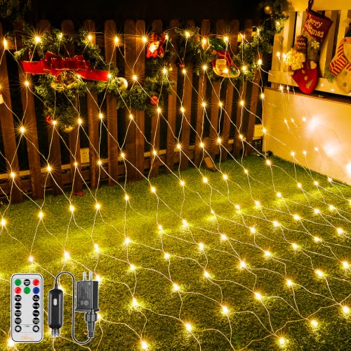 Ollny Net Lights 210LED 10x7ft, Clear Wire...