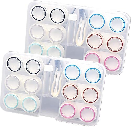 ofone Paquete de 12 fundas transparentes para lentes de contacto, estuche portátil para lentes de contacto con herramienta de eliminación de pinzas,
