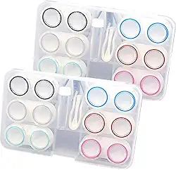 Pacote com 12 kits de viagem de lentes de contato, caixa de armazenamento, lente de contato portátil