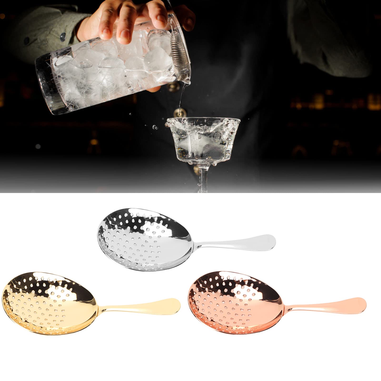 Passoire Julep En Acier Inoxydable 304 - Passoire Cocktail Pro Pour Bar Maison | Filtrage Glace, Feuilles De Menthe