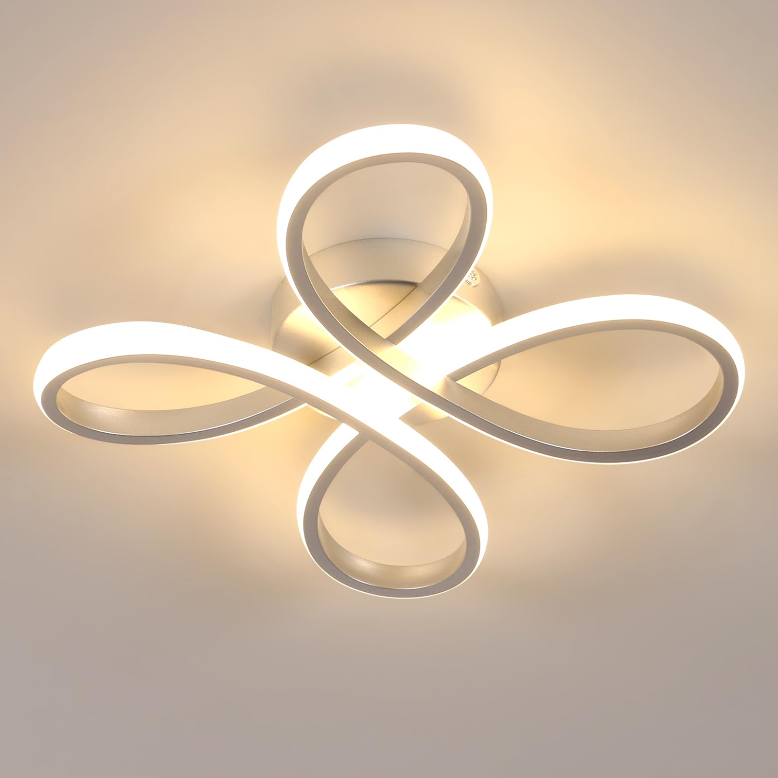 Comely Plafoniera LED Soffitto, 30 W 3500 LM Lampada da Soffitto Moderna per Camera da letto, Soggiorno, Cucina, Corridoio, Bianco Caldo 3000 K, Argento [Classe di efficienza energetica E]