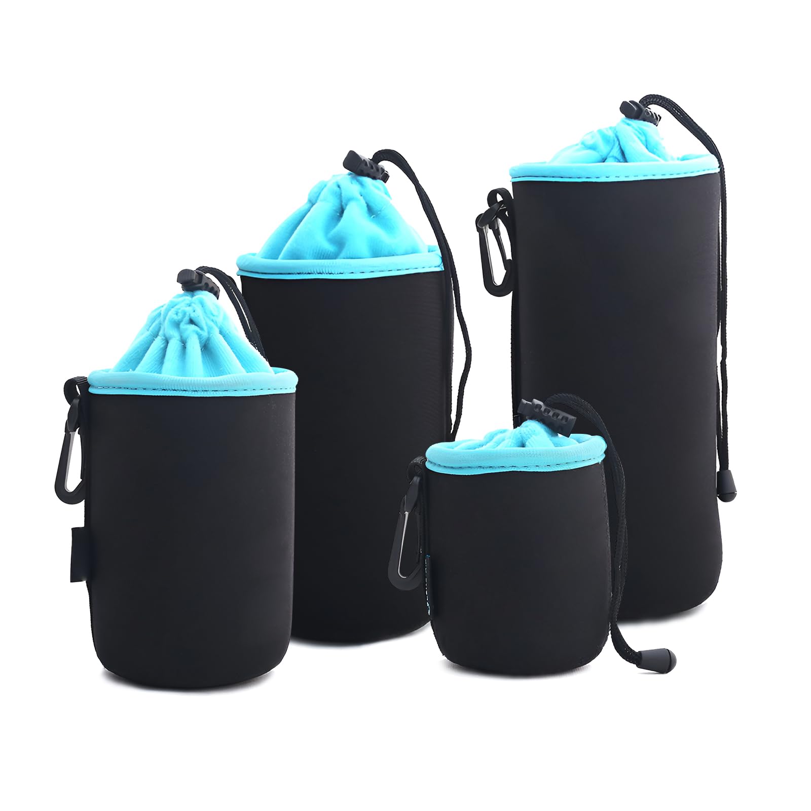 Sacchetti Lenti,4 Custodia per Obiettivo,Custodia Protettiva per Obiettivi In Neoprene,Con Coulisse Regolabile,Custodia Protettiva per Obiettivi e Accessori Della Fotocamera