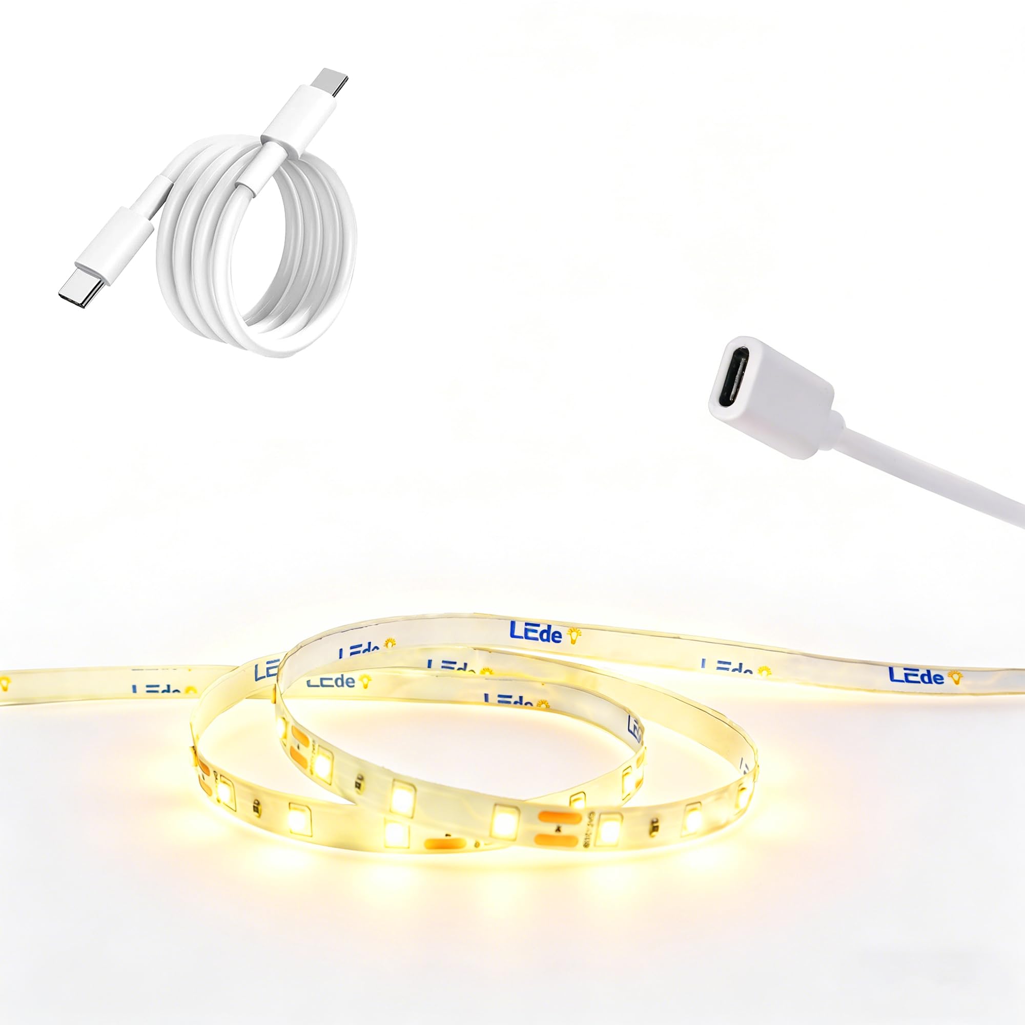 Striscia LED USB C 12 V 5 m, luminosa illuminazione sotto armadio per cucina, retroilluminazione TV e camper, nastro flessibile per stampante 3D e scrivania