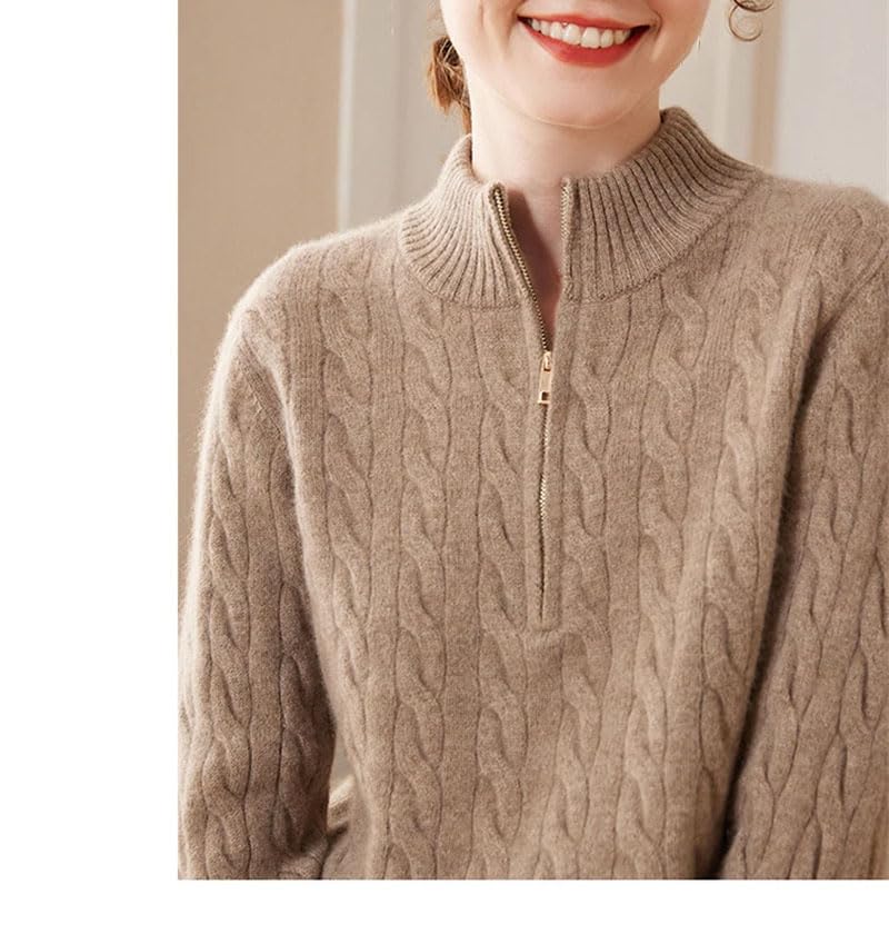 Women's Cashmere Sweater Thickened Knitted Solid Pullover Loose Tops Soft Shirt Jumper4