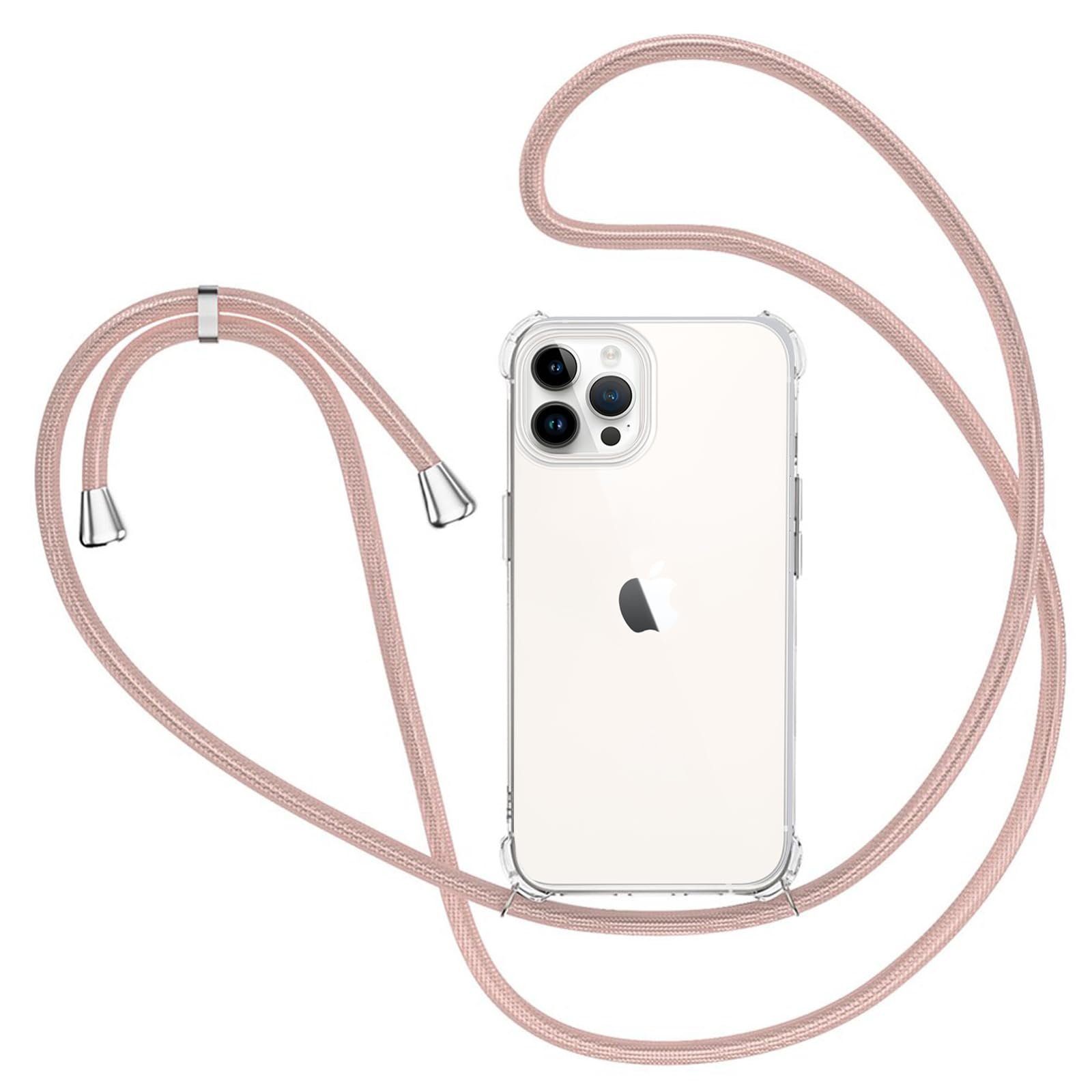 Custodia In Silicone Liquido Per IPhone 15 Pro Max, Sottile E Morbida, Con Cordino Regalo E Protezione Totale Per Fotocamera E Schermo, Rosa Cipria
