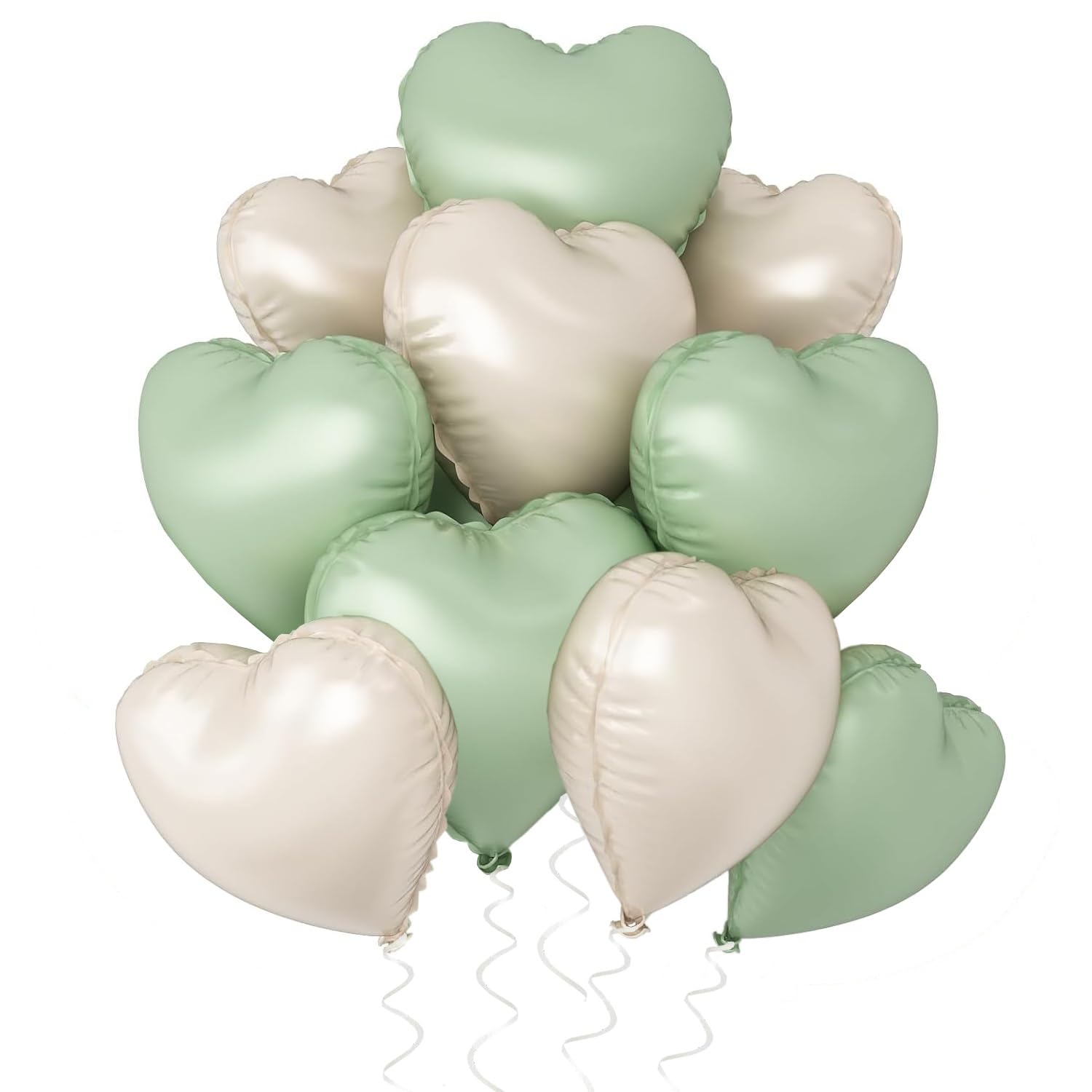 Heart Foil Balloon White Cream, 10 Pieces 45cm Beige Heart Foil Balloons Helium Foil Heart Shaped Balloons for Birthday, Baby Shower, Wedding, Engagement Valentine's Day Decorations (Cream โ image 1