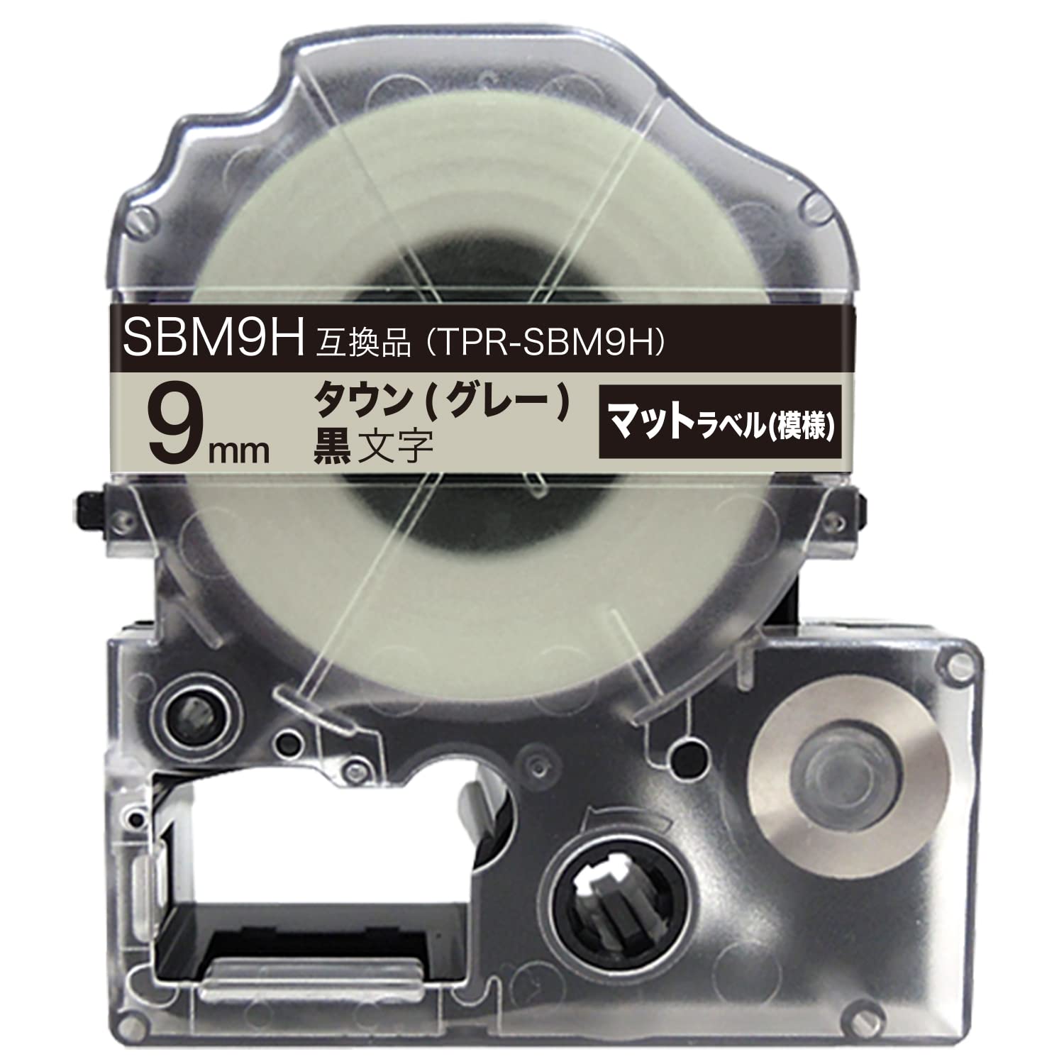 King Jim Compatible Tepra PRO Tape Cartridge SBM9H 9mm Matte Label (Pattern) Strong Adhesive Town (Gray) Black Text