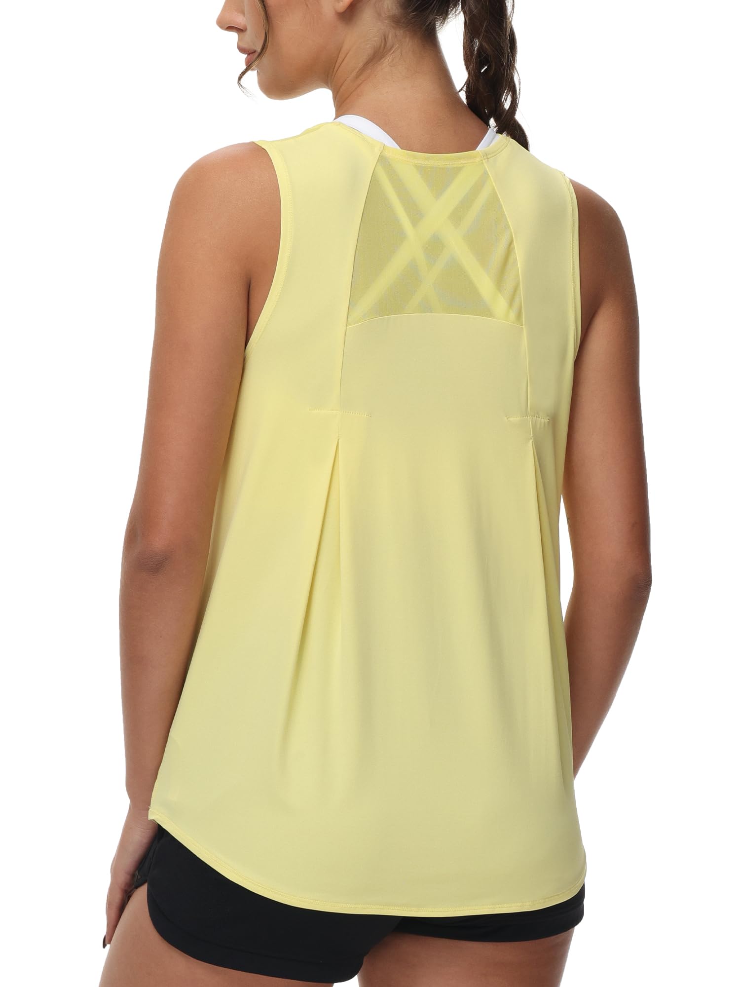 Attifall Women's Workout Tops for Women Mesh Sleeveless Yoga Shirts Athletic Running Tank Tops Cool-Dry Gym Shirts