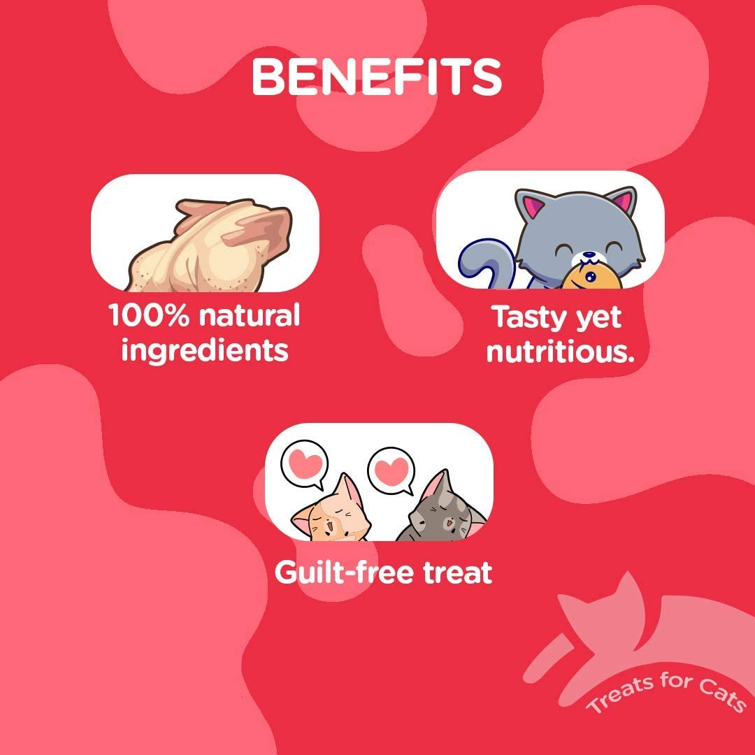 Neko Cataholic Treat for Cats and Kittens with Multi-Packs, 30gm (Soft Chicken Jerky Sliced, Pack of 3) - Sold by Foodie Puppies with Free Key Ring 3