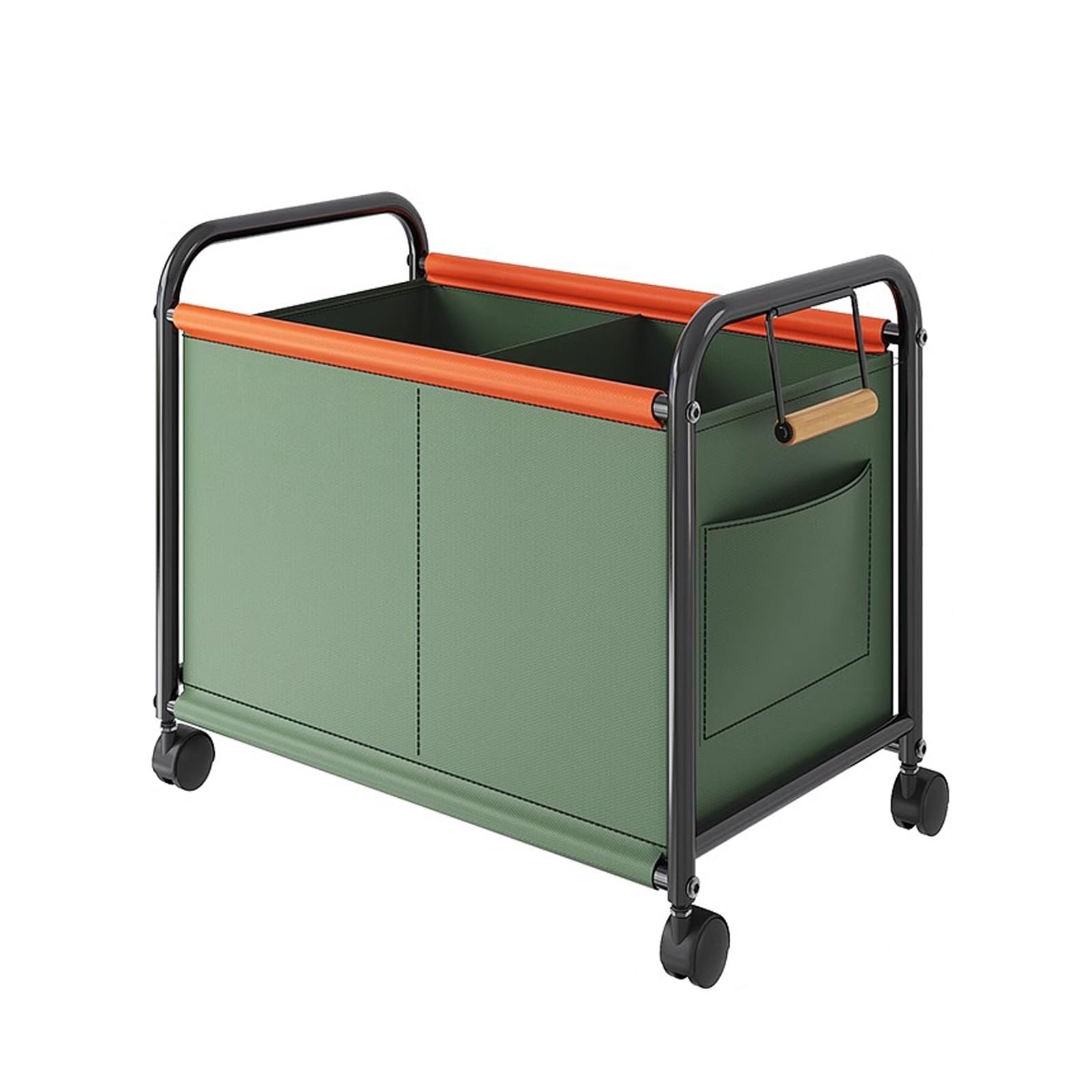 KXJPIZIYB 2 Section Laundry Basket, Laundry Cart with Heavy Duty Rolling Lockable Wheels, Laundry Organizer Basket Clothes Separator Hamper(Green,Small)