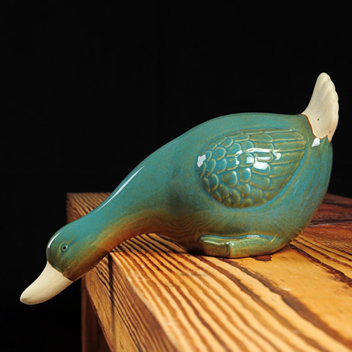 Set di 3 Statuine in Ceramica di Anatre che Bevono Acqua Decorazione Blu la Casa e Ufficio Ornamenti Decorativi Regalo per Inaugurazione Casa