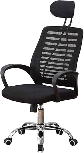 Silla ergonómica de oficina de malla con respaldo medio, silla de escritorio giratoria, silla de computadora con reposabrazos soporte lumbar (negro)