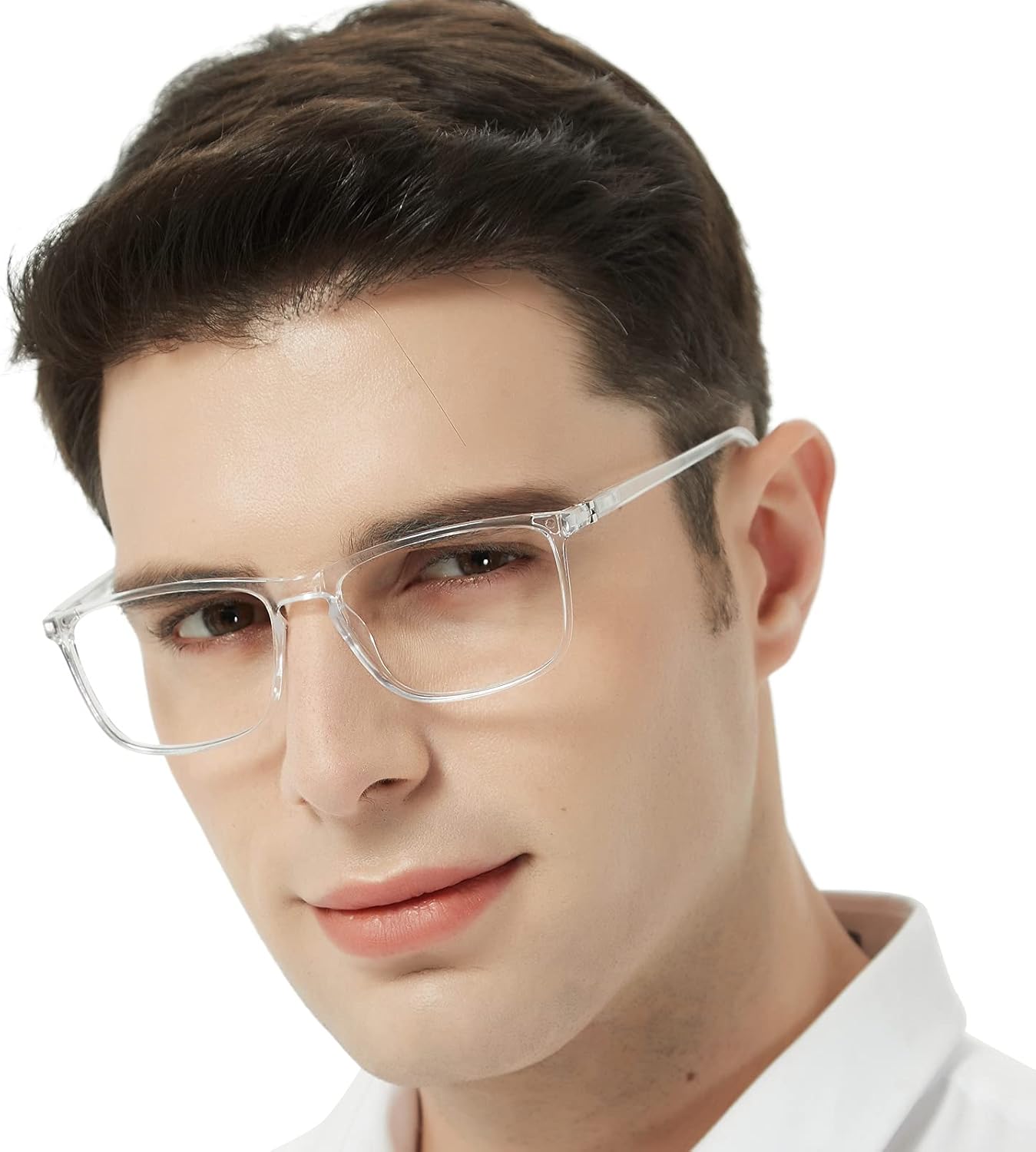 Large Mens Reading Glasses Lightweight Readers Transparent 1.00 1.25 1.50 1.75 2.00 2.25 2.50 2.75 300 3.00 3.50 4.00 Transparent-5026 3.0 x