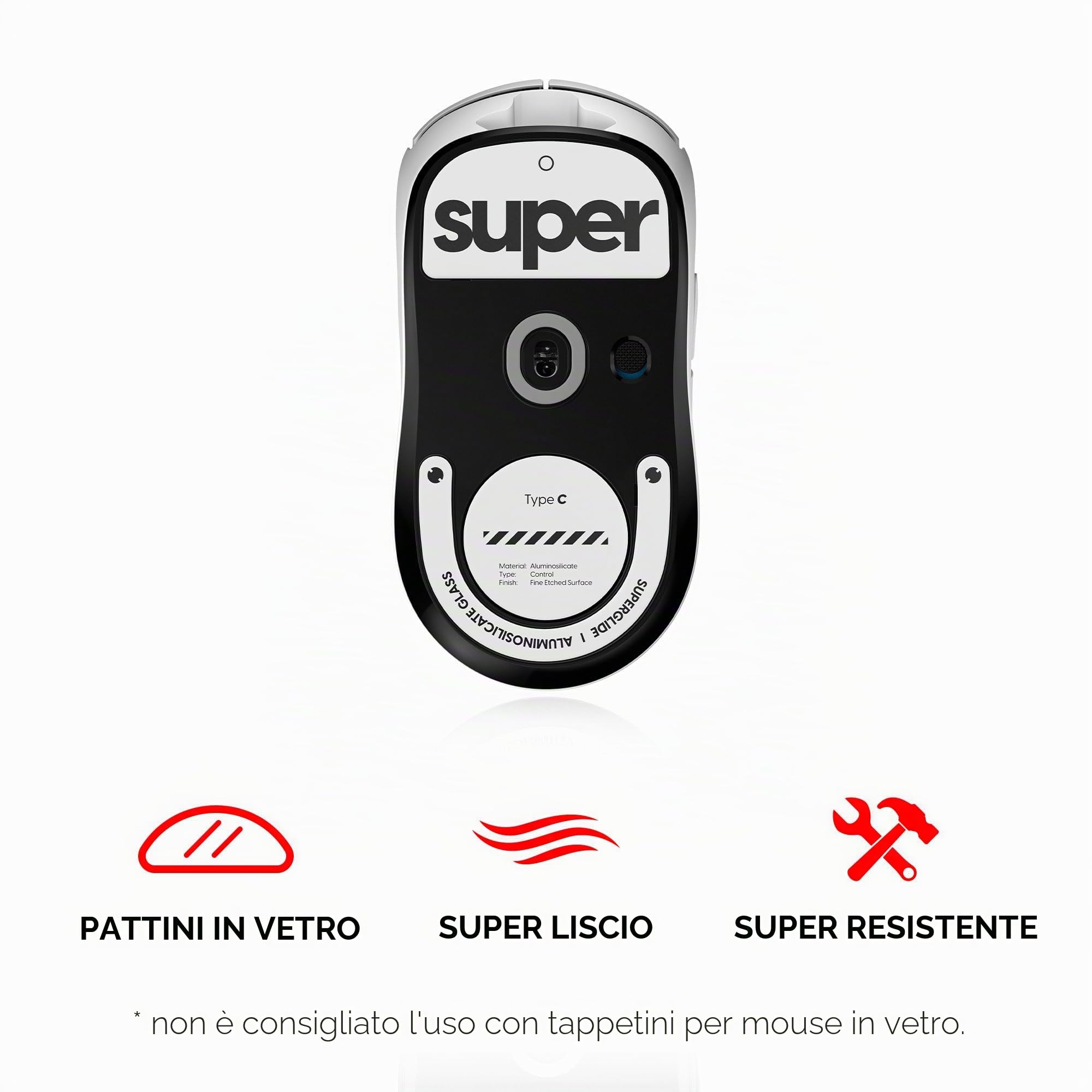 Pulsar Gaming Gears Superglide2 - Piedini per mouse con superficie testurizzata per Logitech G Pro X Superlight2, con vetro ultra resistente, suola liscia e resistente, per Logitech G Pro X
