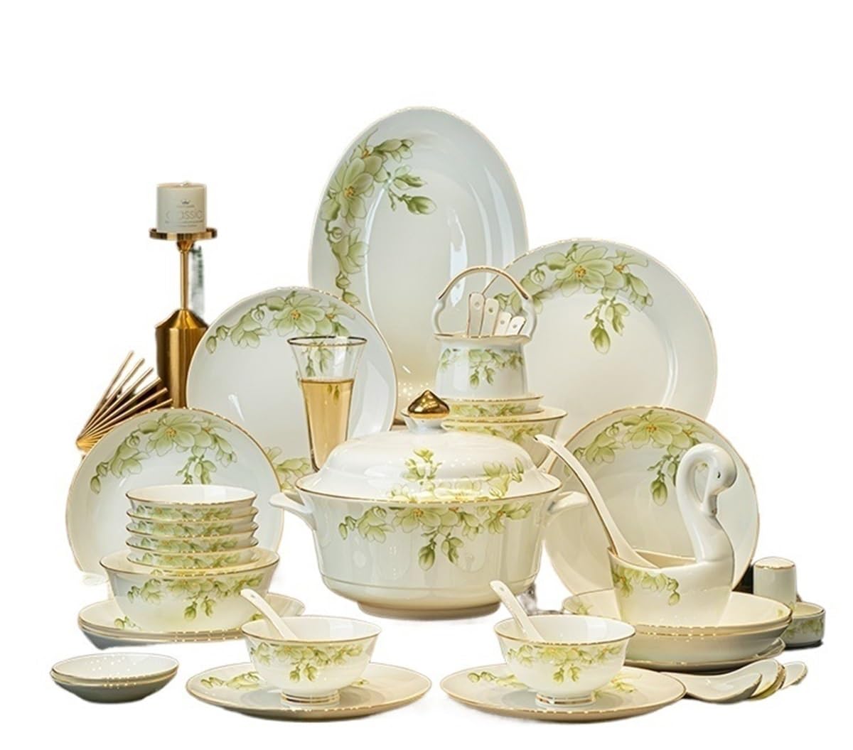 Servizio di stoviglie in ceramica per feste e catering, 88 pezzi, collezione di stoviglie in porcellana per colazione e pranzo