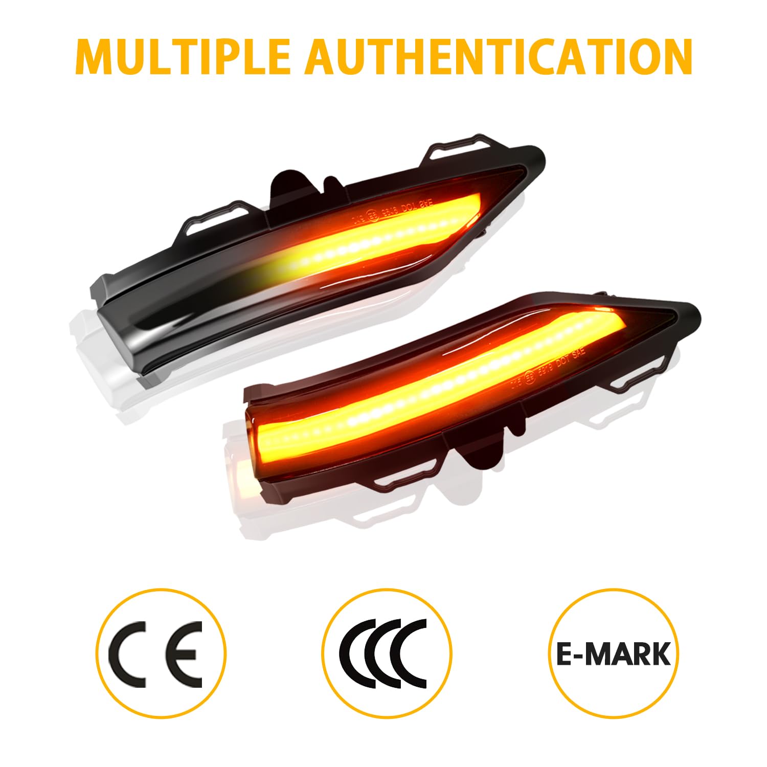 Dynamiczny sekwencyjny kierunkowskaz LED, E8, marker boczny, 12 V LED, żółto-bursztynowy, błyszczący, kompatybilny z For-d Fiesta Mk8 2018, 2019, 2020 PUMA, 2 sztuki
