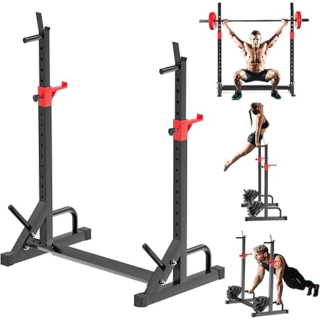 550 LB Max Load Adjustable Squat Stand for Bench Press and Squat