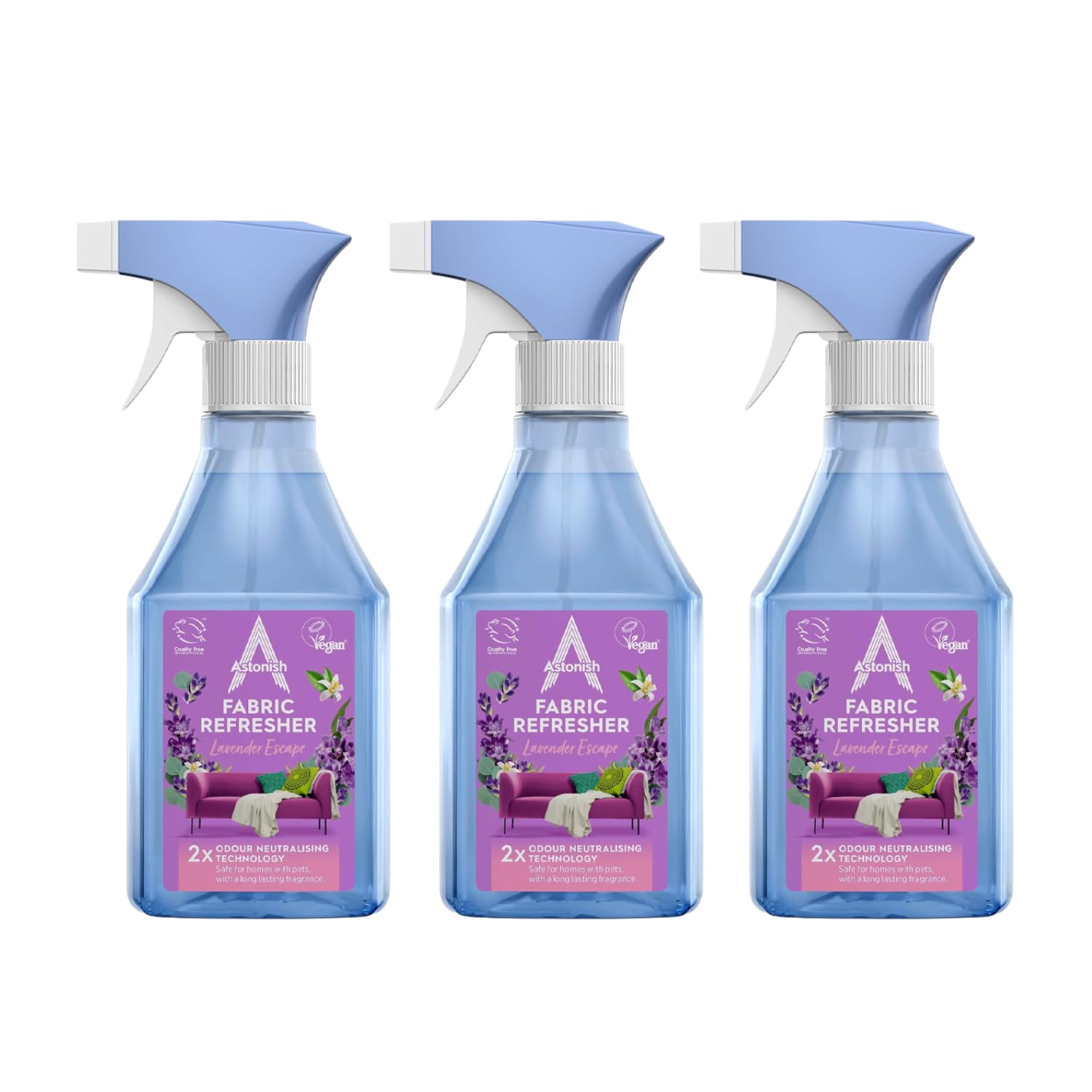Fabric Refresher for Freshening Clothes and Fabrics – Refreshing Lavender Escape Scent – Eliminates Odours – Suitable for Curtains, Carpets, Cushions - Multipack 3 x 550ml