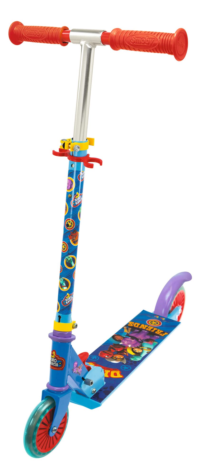 Smoby - Dino Ranch - Patinette 2 roues pliable - Strucure métale - Trottinette enfant avec guidon réglable