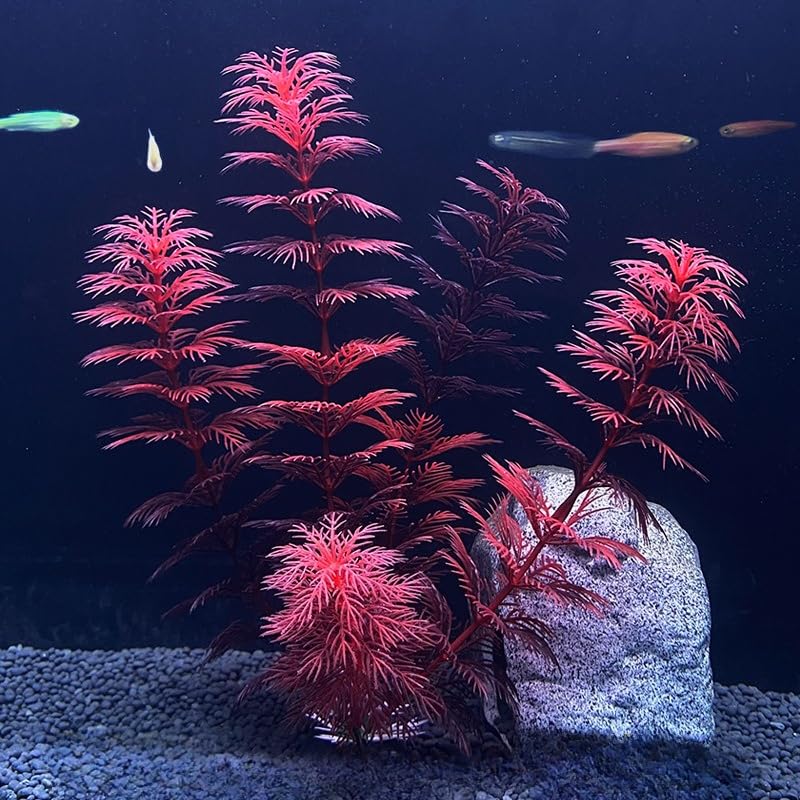 Plantas artificiales de acuario de 8.6 pulgadas, decoraciones de peceras de plástico, plantas acuáticas verdes realistas, accesorios para acuarios, terrarios (X1213-verde) — view 2