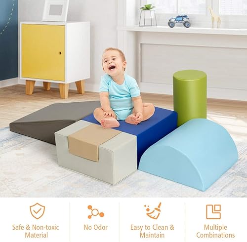 Miniatura 6 de Costzon - Juego de 6 bloques coloridos de espuma para niños, ideal para gatear, escalar y caminar - Material educativo para niños, gimnasio de