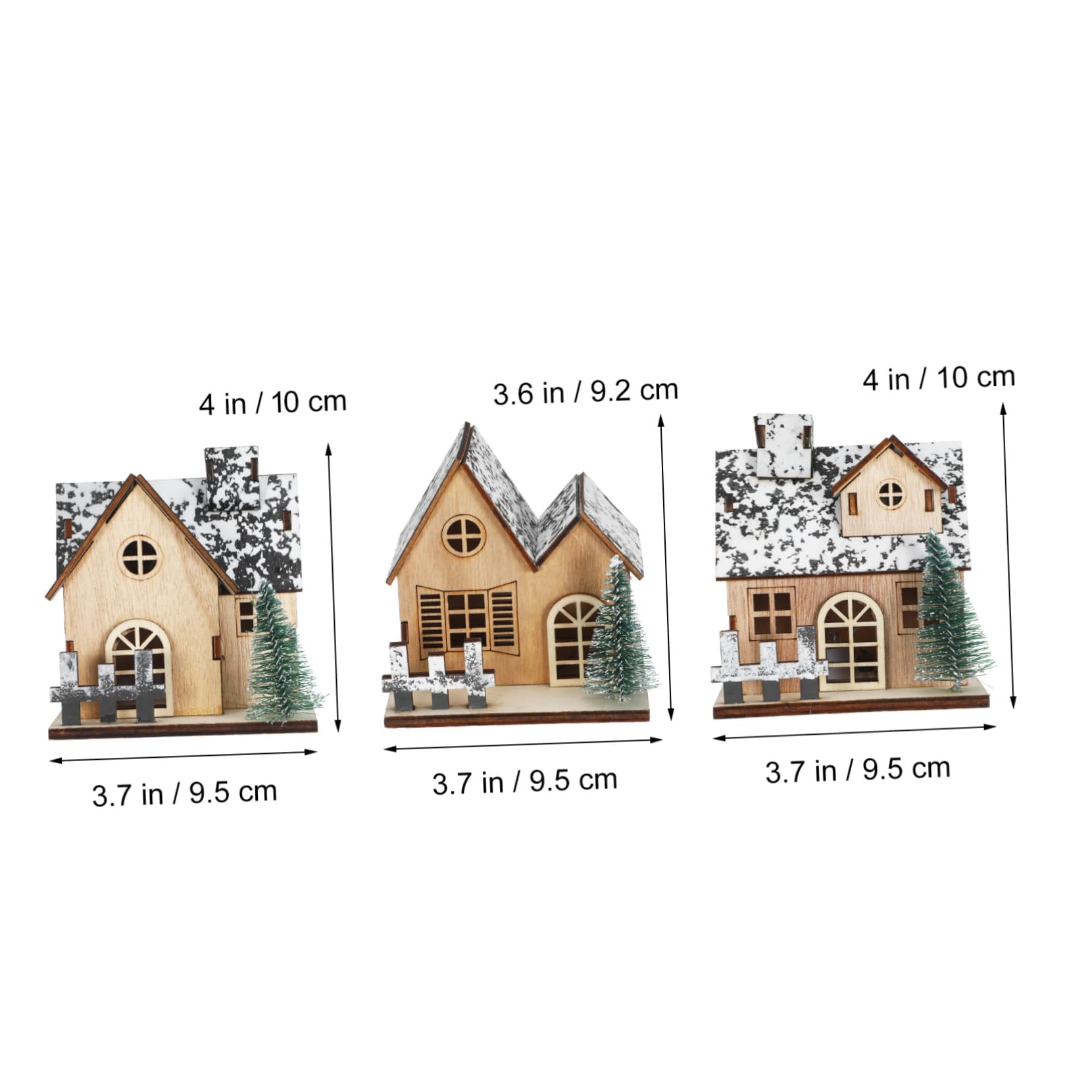 ibasenice 3pezzi Casetta di Natale in Legno Luci LED Villaggio di Natale Decorativo Set di Case in Legno per Casa Accessori Natalizi Decorazioni