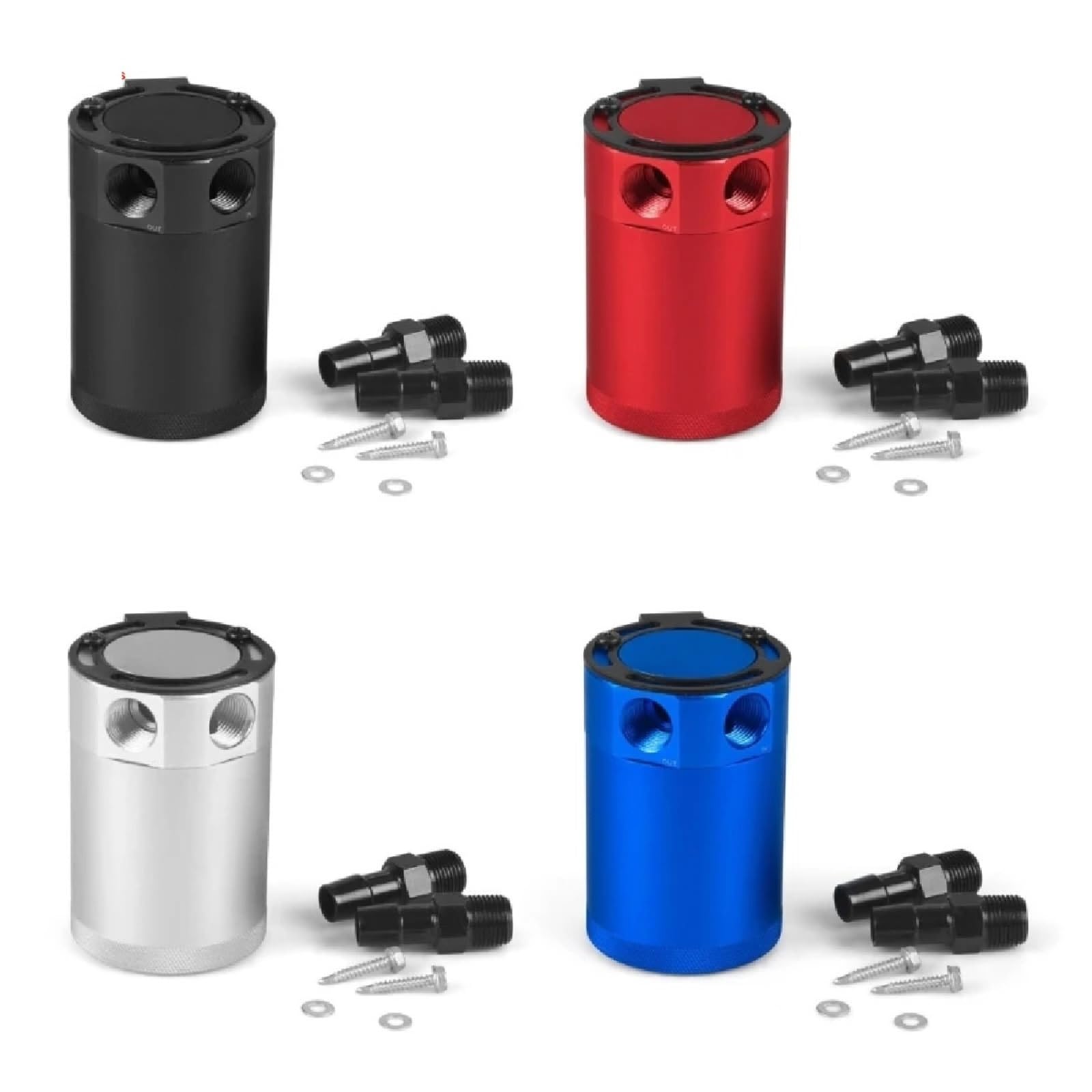 Uniwersalny zbiornik na olej 3/8" NPT z 2 portami i przegrodą do benzyny, oleju napędowego i turbosprężarki Crank Case Oil Breather Separator(Black)