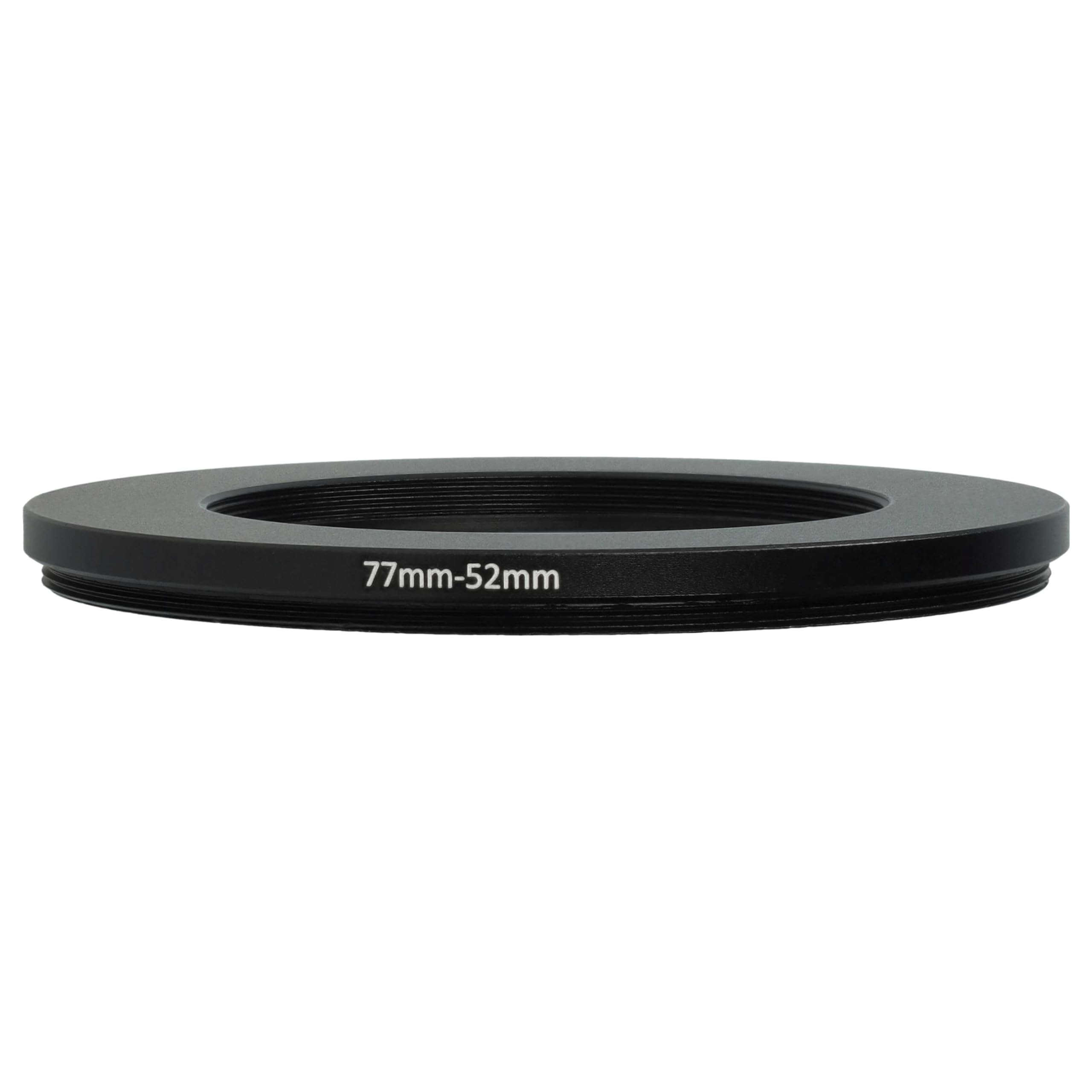vhbw Bague d'adaptation de Filtre Step-Down de 77 mm vers 52 mm pour Objectif d'appareil Photo - Réducteur, métal Noir