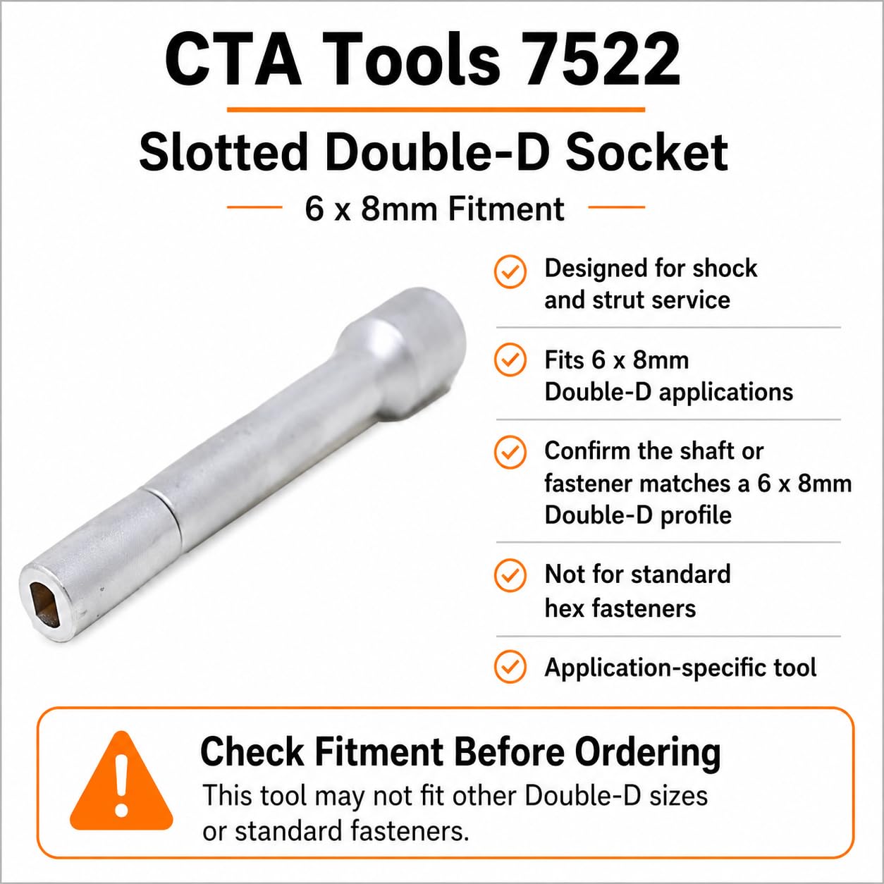 CTA Tools 7522 Slotted Double-D Socket 6 x 8mm, Socket Wrenches