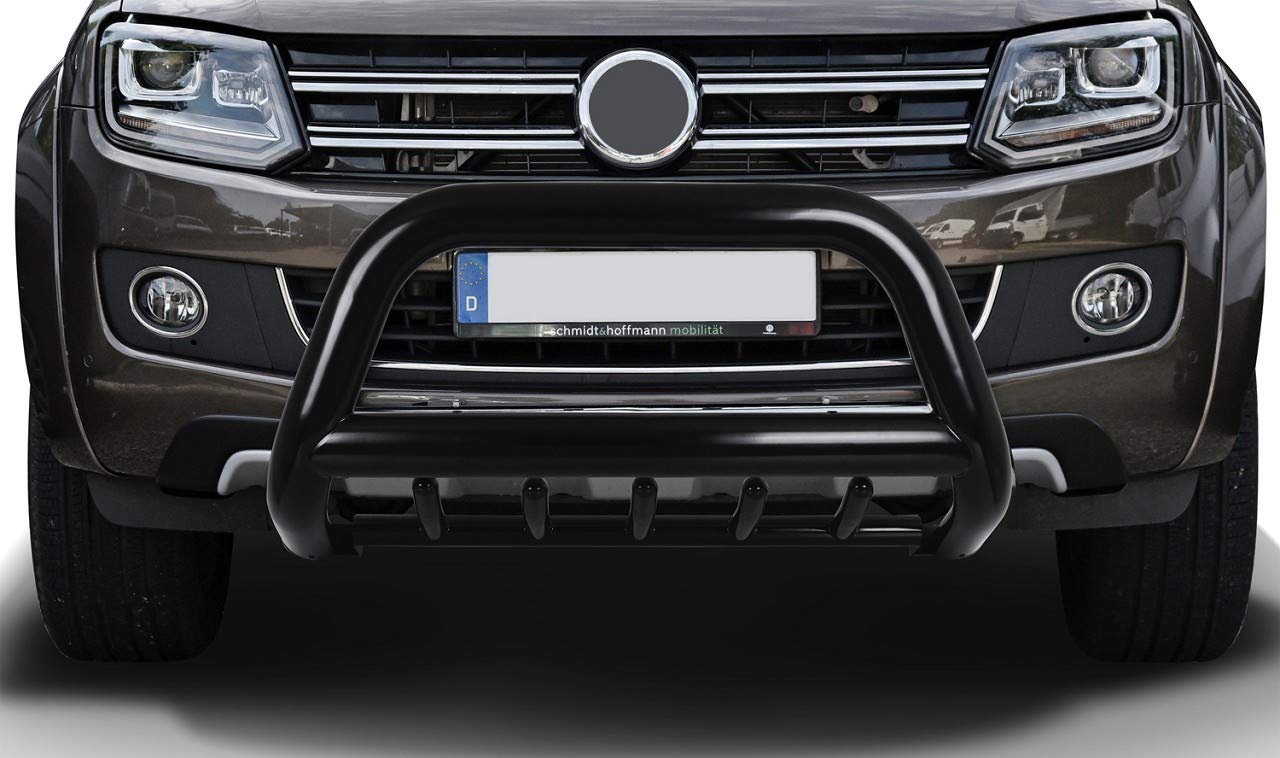 Barra di protezione anteriore Hansen Styling Parts NERA ø89mm con protezione antincastro, omologazione CE/ABE, compatibile con VW Amarok (2010-2020)