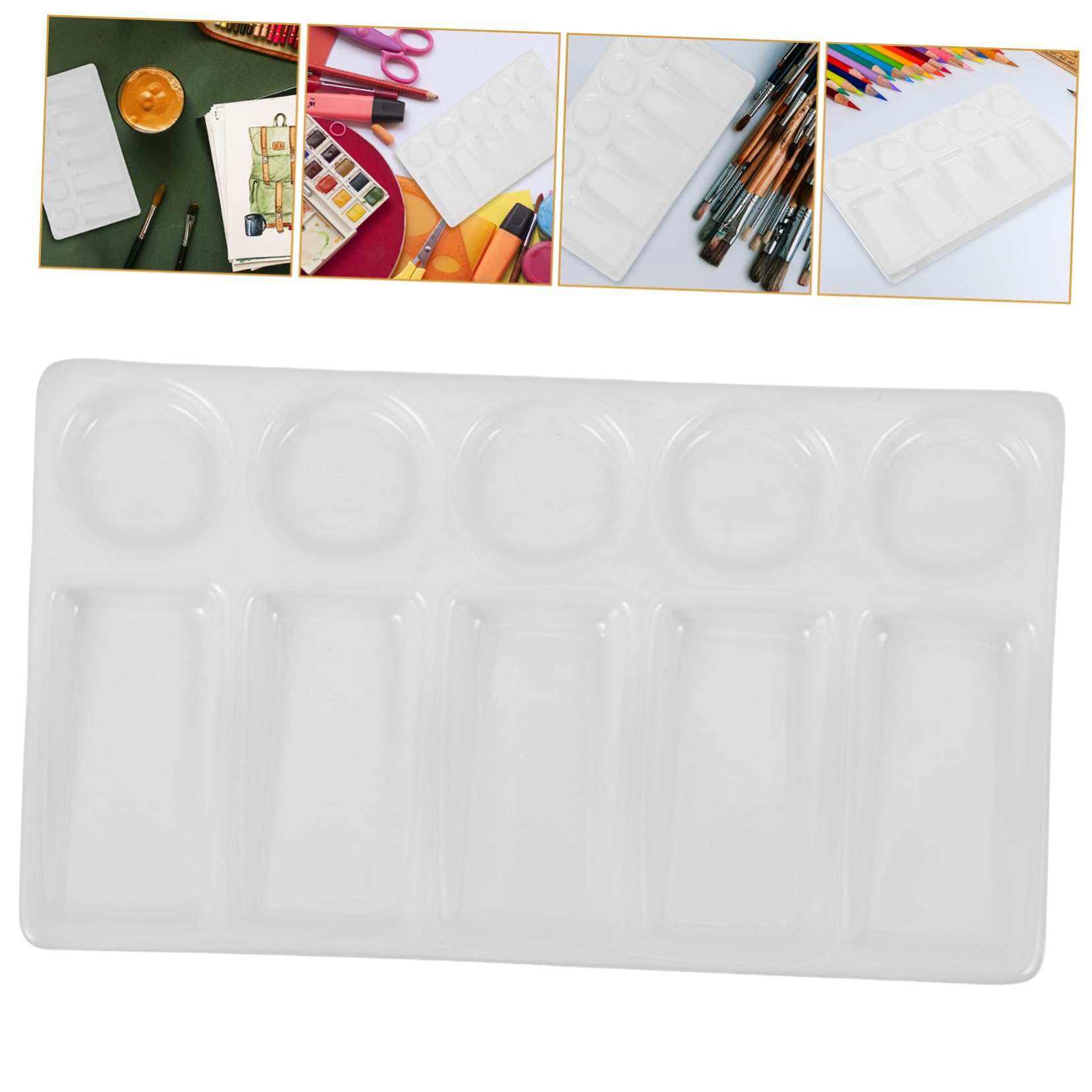 SHINEOFI Paleta de Mezcla Rectangular 10 Pozos para Acuarela y Pintura al Óleo, Superficie Antihuellas, Fácil Limpieza y Resistente a Manchas