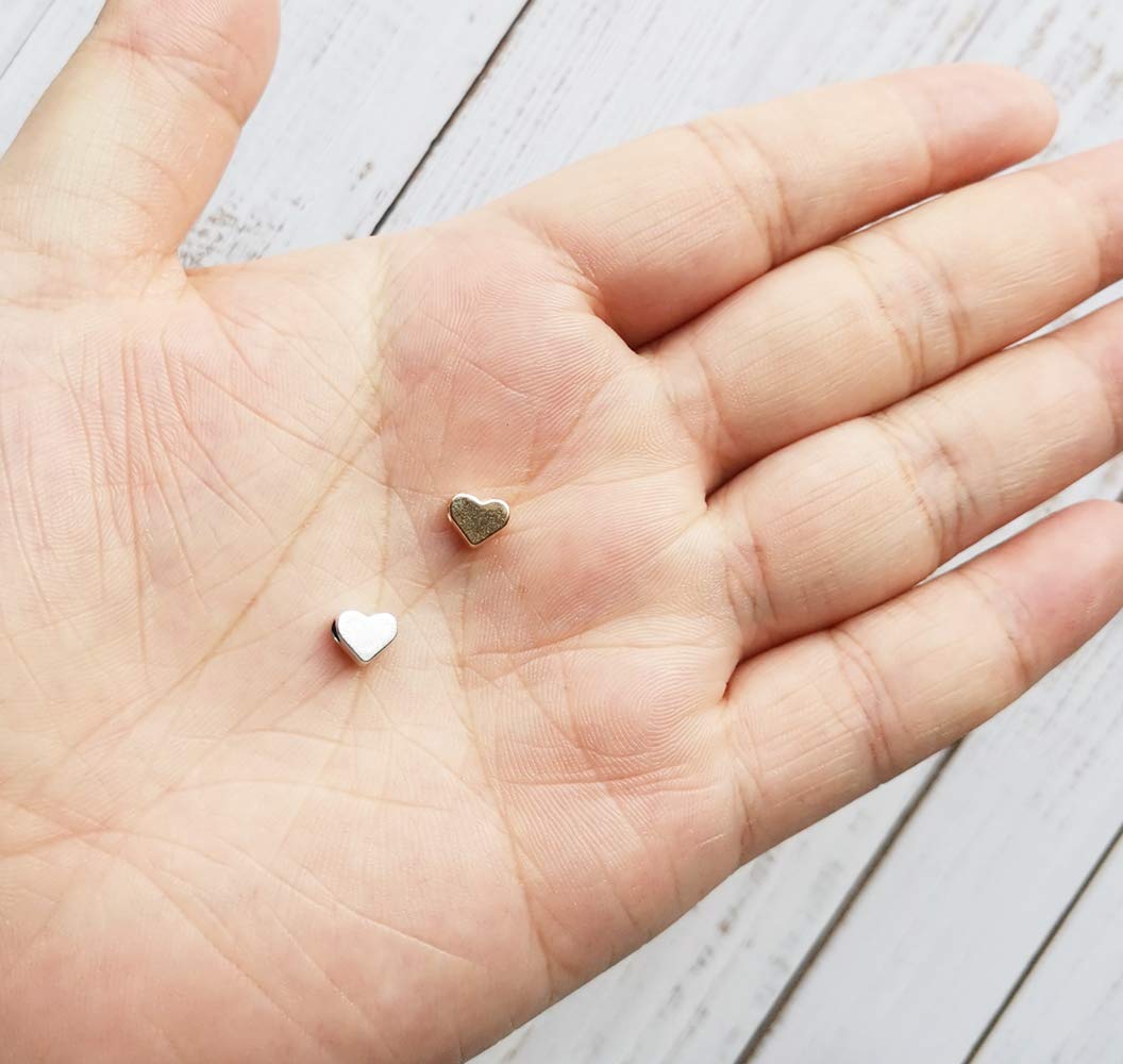 STOBOK 100pezzi Perline in Metallo Forma Di Cuore Perline Distanziatrici Per Collane e Braccialetti Fai Da Te Sciolte Per Creazioni Di Gioielli