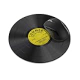 WIRESTER Non-Slip Round Mousepad, Vintage Vinyl Record Yellow Mouse Pad for Home, Office and Gaming Desk