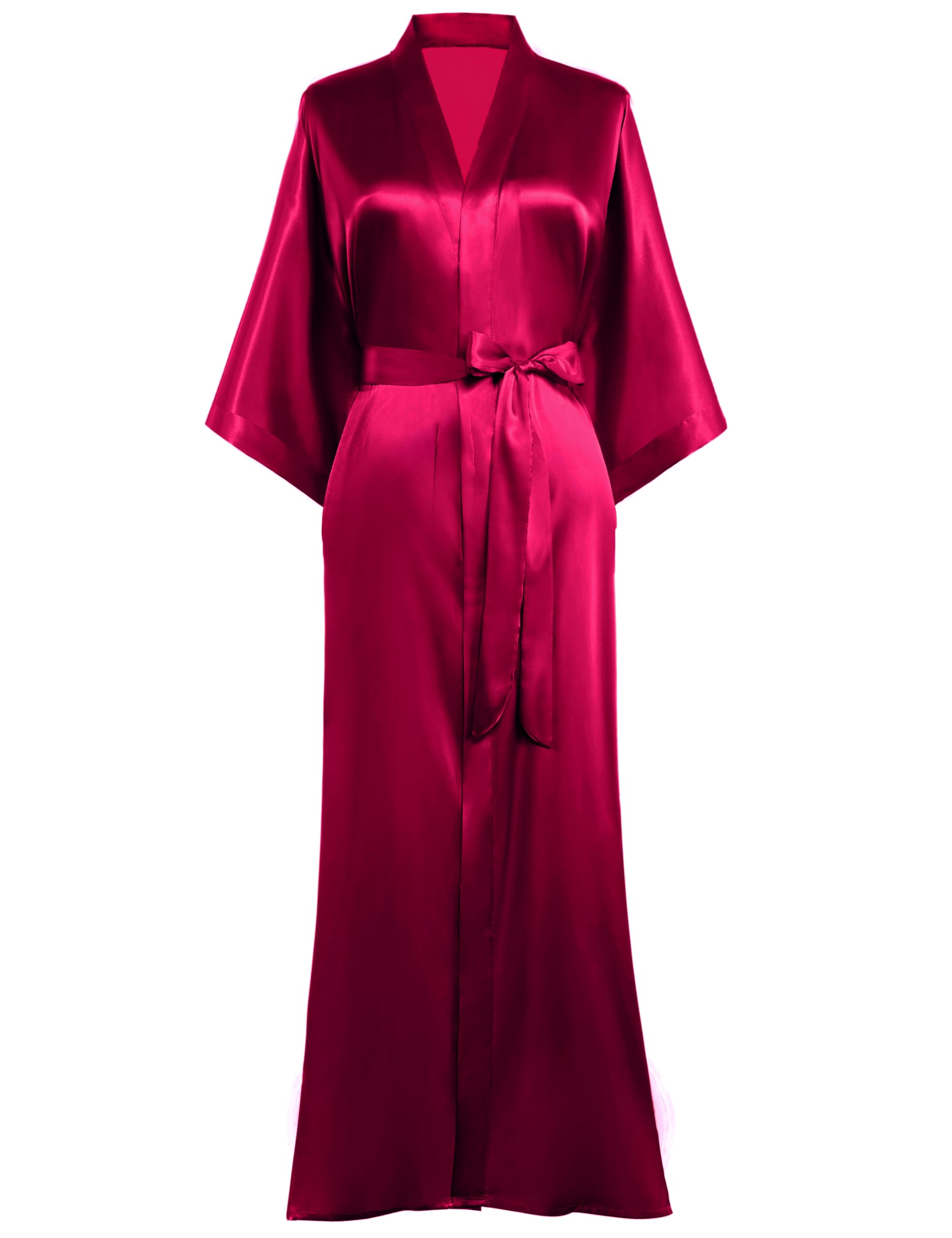 PRODESIGN Satin Kimono Robe Women Long Silky Kimono Bathrobe Sleepwear Wedding Bridesmaid Robe