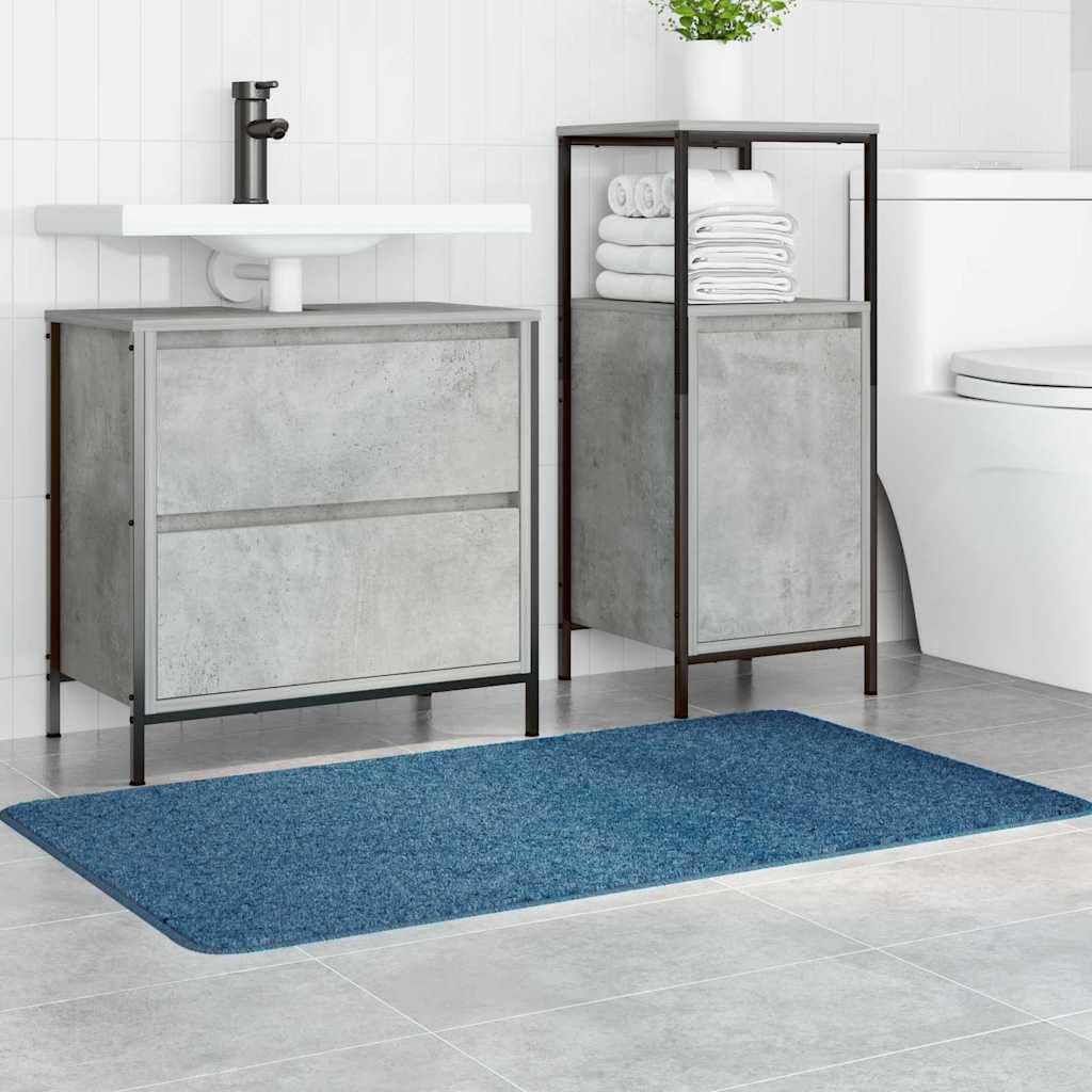 Rutschfeste Badmatte Blau 70 x 120 cm PP mit Latex-Rückseite für sicheren Stand, waschbar, schnelltrocknend, langlebig, geeignet für Bad, WC, Dusche, Gästebad und Fußbodenheizung