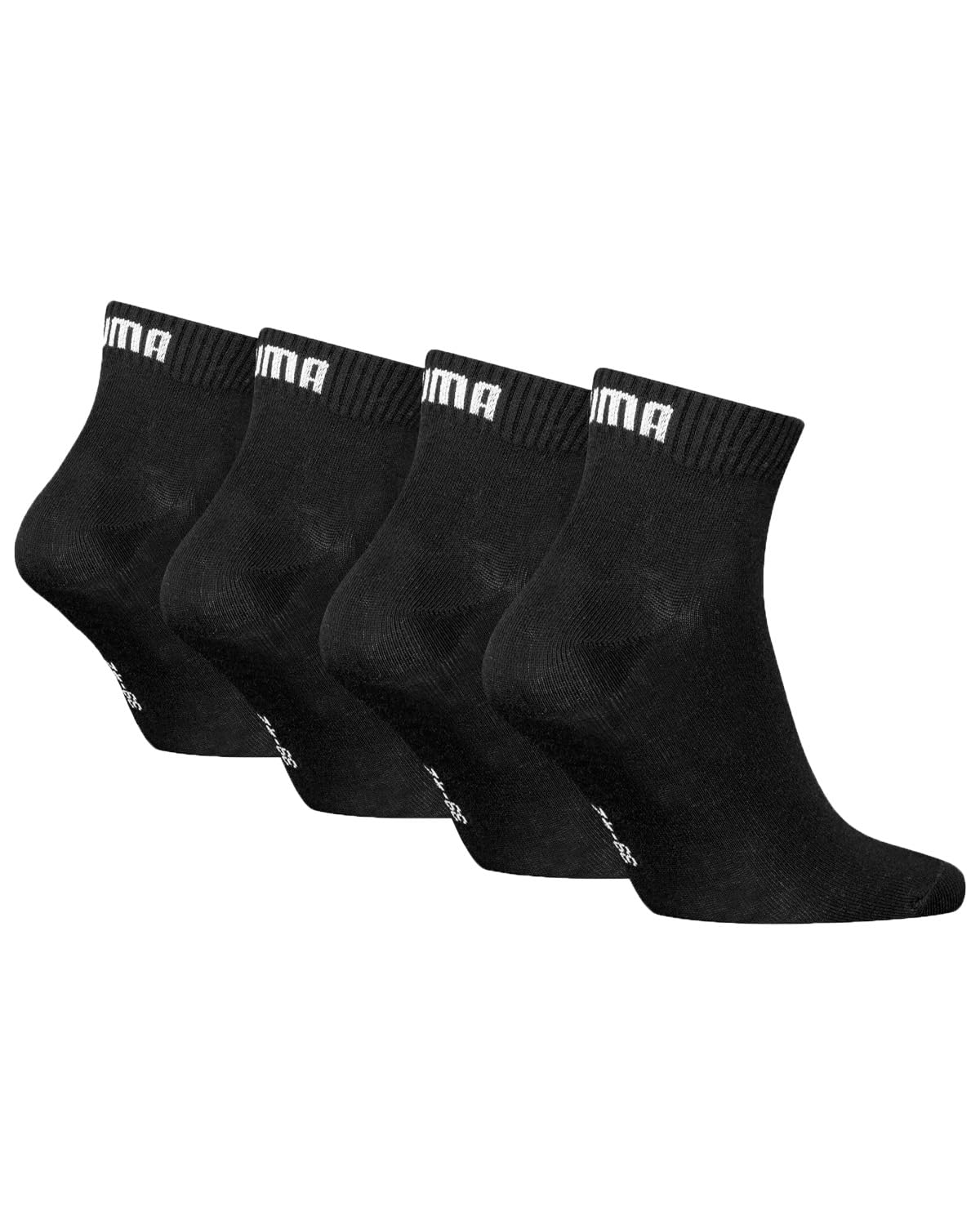 Puma Unisex Black 4 Pairs Quarter Socks 2.5-5 (35/38)