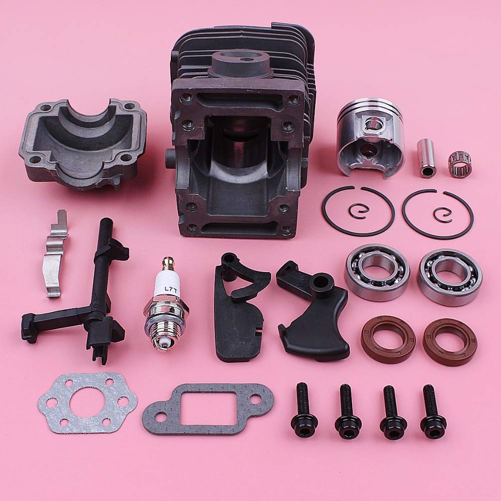 HAOHAO 38 mm Cilindro Kit de pistón Compatible with Stihl MS180 018 MS 180 Motosierra Pieza del Motor Pan cojinete de bancada del Sello de Aceite del gatillo de aceleración