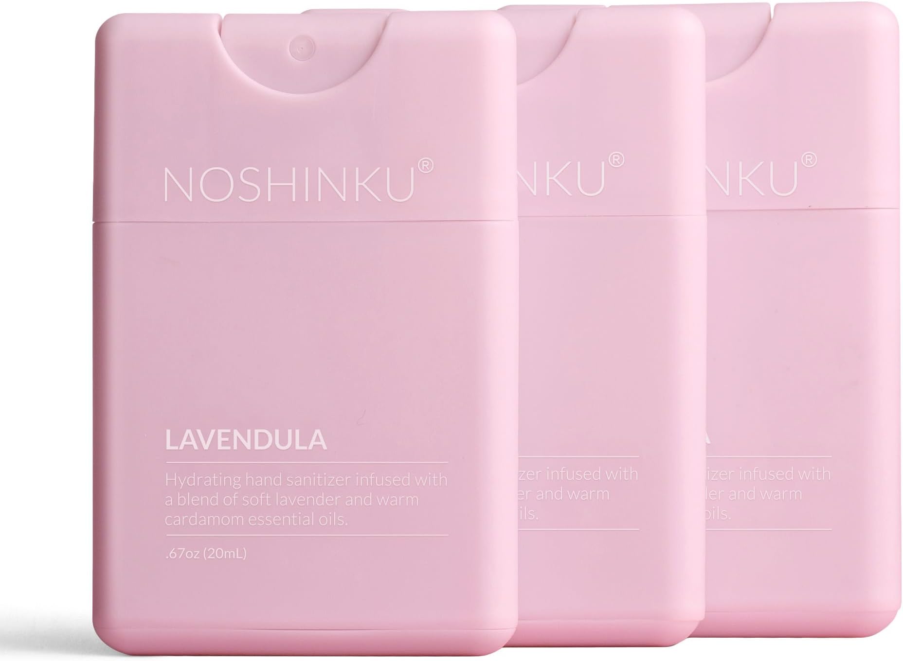 Noshinku - Refillable Hand Sanitizer Lavendula 3-Pack, Travel Size Spray with Hydrating Botanical Oils, Natural Ingredients, All Natural Fragrances, Sugarcane Derived Alcohol, No Parabens, No Dyes