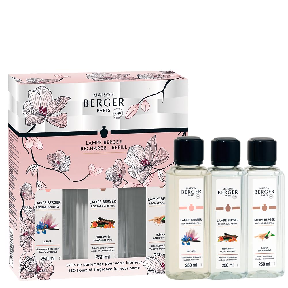 MAISON BERGER Lampe Berger – TrioPack Colección BOLERO – 3 botellas de 250 ml – (recarga para lamas)