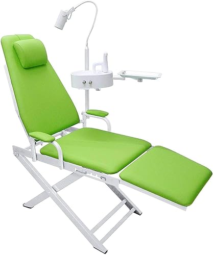 Silla móvil plegable portátil + lámpara LED + bandeja + lavabo verde