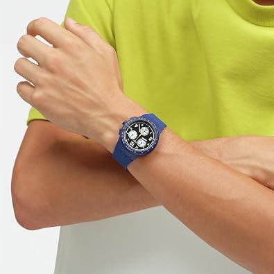 Swatch Chrono 42 Unisex Watch Dress Stainless Steel Blue Quartz Waterproof Nothing Basic About Blue
