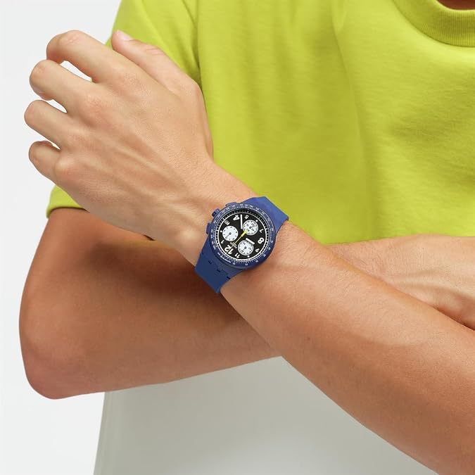 Swatch Chrono 42 Unisex Watch Dress Stainless Steel Blue Quartz Waterproof Nothing Basic About Blue