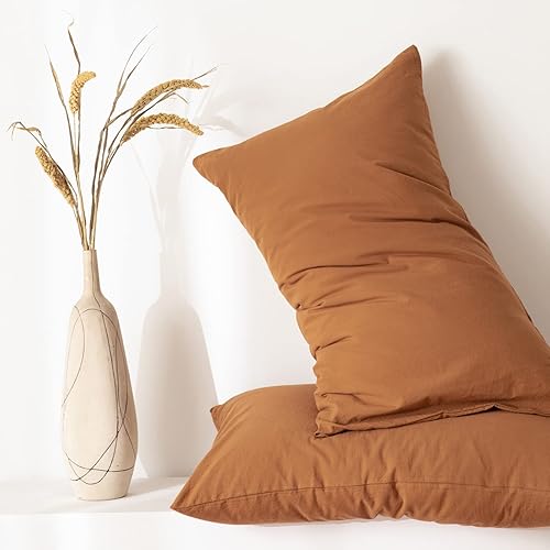 Miniatura 8 de Juego de funda de edredón tamaño Queen, 100% algodón lavado, 3 piezas, suave, cómodo, transpirable, elegante, ropa de cama de tacto de lino, 1 funda